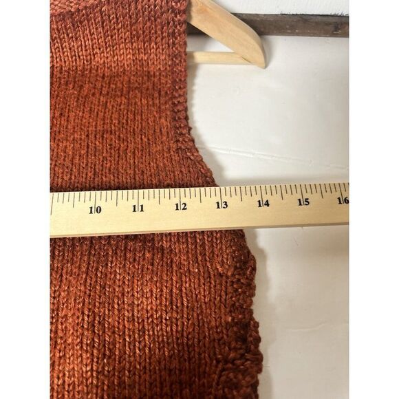 Rust Orange Ribbed Knit Sleeveless Side Ruched Ties Sweater Tank Top Sz XS.  Z - Picture 8 of 8